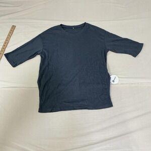 Women's Charcoal Gray Waffle-Knit Half-Sleeve Top Size Medium NWT